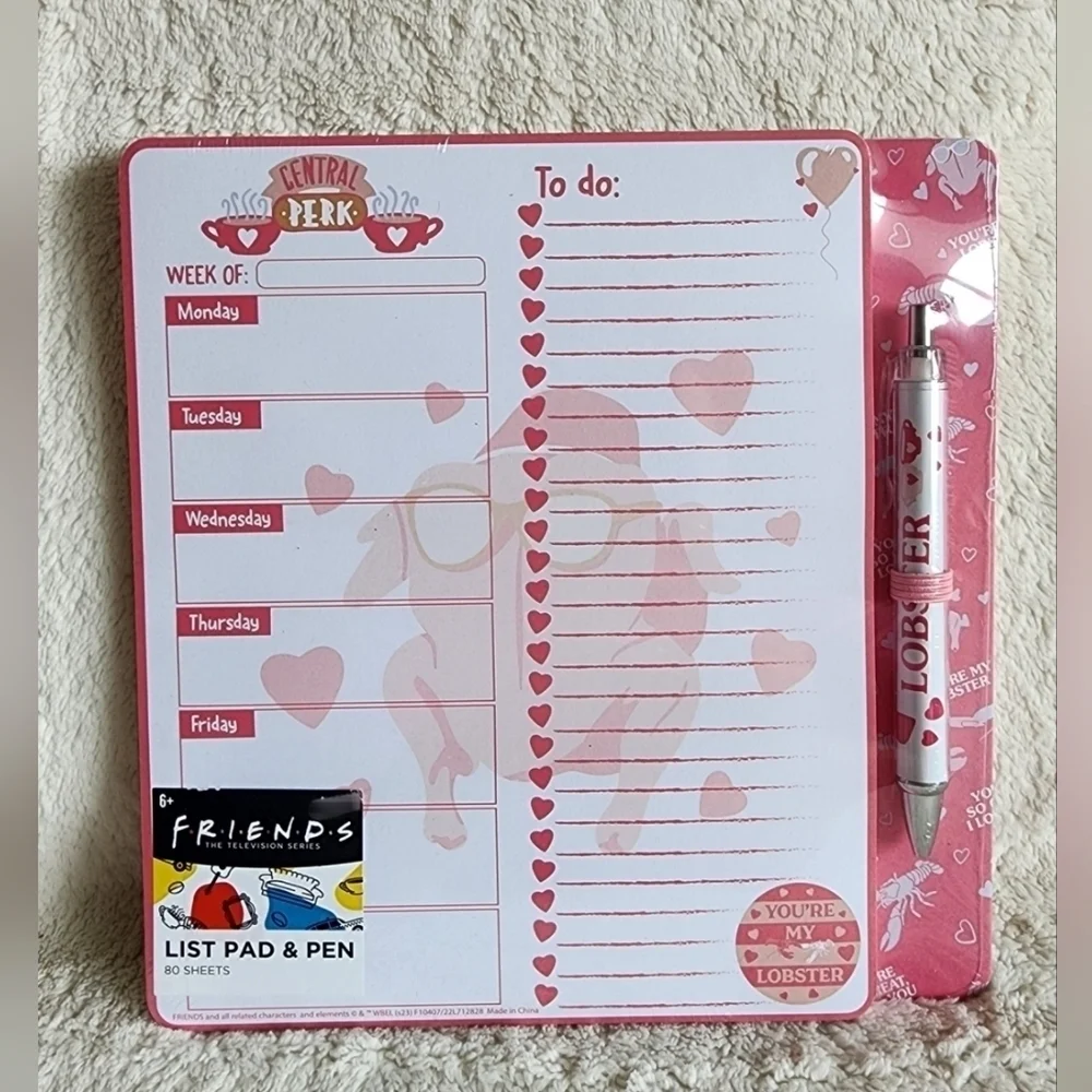 NWT Warner Bros. Friends TV Series List Pad and Pen Set